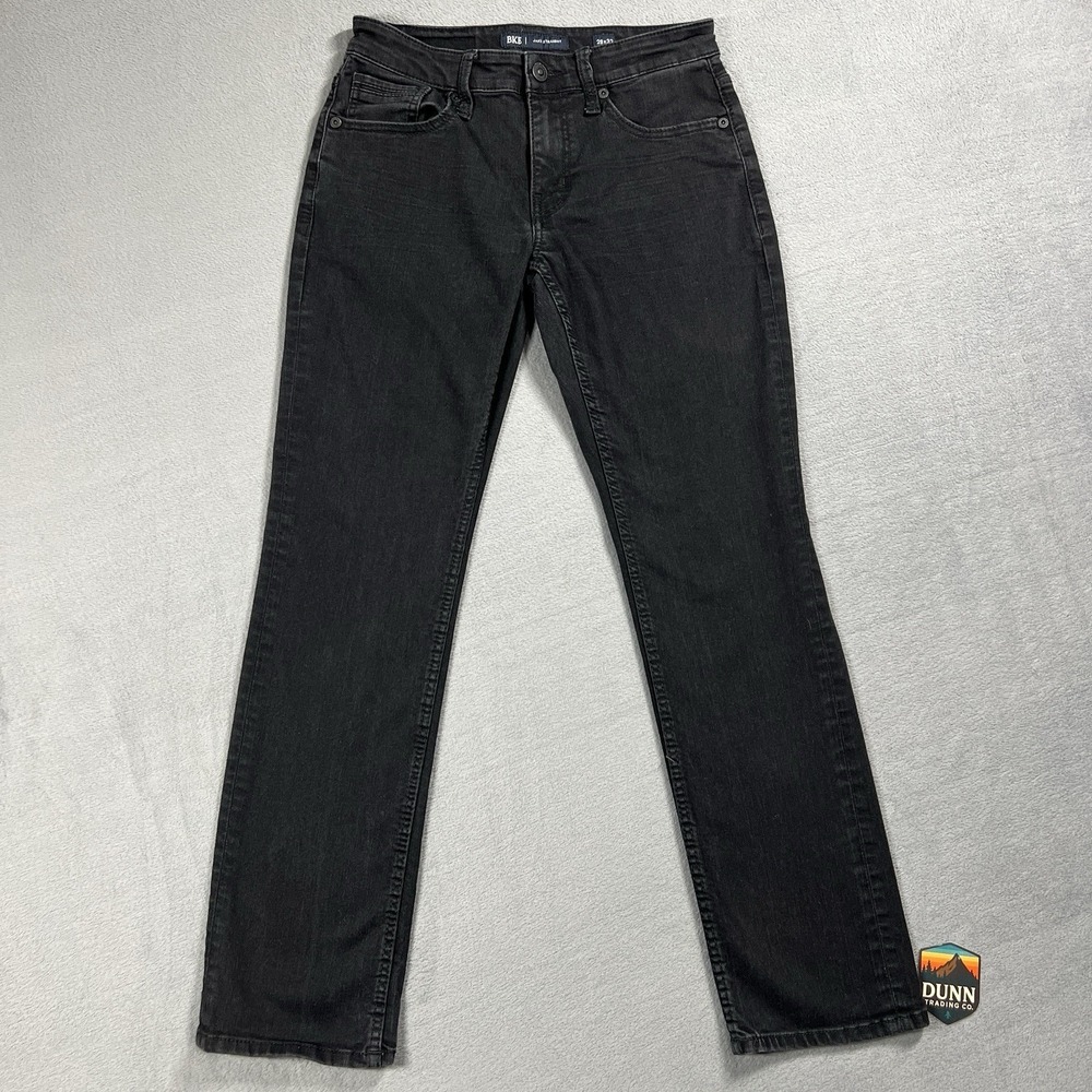 BKE Jeans Mens 29x32 Black Jake Straight Mid Rise Dark Wash Stretch Denim